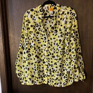 *3/$10* Ruby Rd. Yellow and Black Animal Print Button Down Shirt